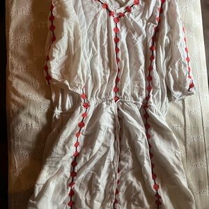 White Dress with Red Embroidery